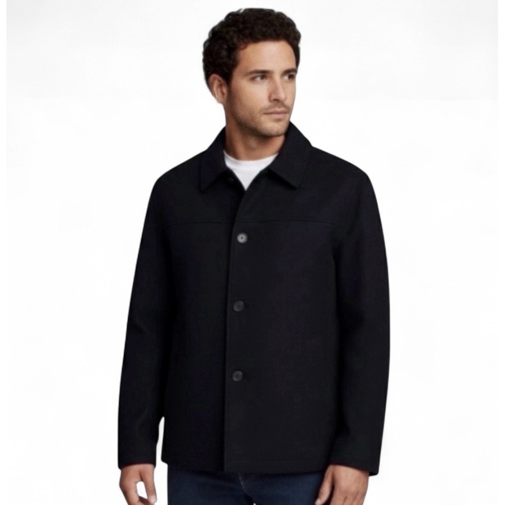 Andrew Marc XXL Reversible Car Coat Black Leather & Cashmere Wool Mens‎ Jacket